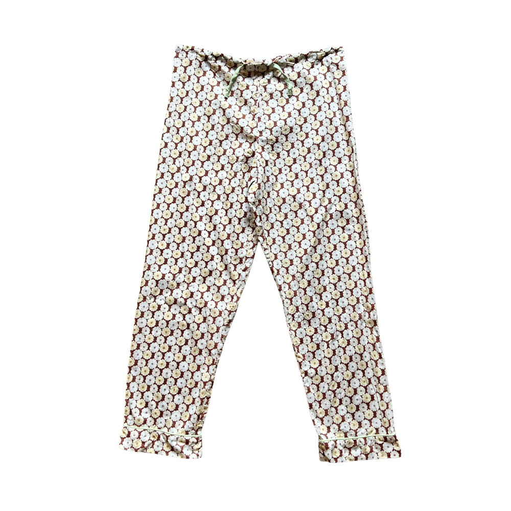 Vtg BedHead Pajama Pants Size S 100% Fine Cotton Brown Floral Loungewear Comfy